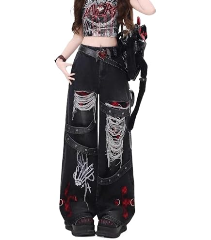 Men's Electro Bondage Gothic Red Dragon Stitch Rave Cyber Chain
