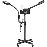 Professional Facial Steamer 2 in1 Steamer for Face 5X LED Magnifying Lamp Hot Ozone Facial Steamer for Esthetician Beauty Face Equipment Use at Home or Salon(Black)