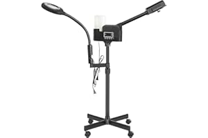 WINEDYOUNG Professional Facial Steamer 2 in1 Steamer for Face 5X LED Magnifying Lamp Facial Steamer for Esthetician Beauty Face Equipment Use at Home or Salon（Black）