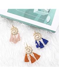 DICOBD 12 Pairs Tassel Earrings Bohemia Colorful Drop Hoop Earrings Dangle Hook Eardrop for Women Girls Party Dress Accessories