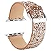 Moonooda Glitter Watch Band Replacement for Apple Watch Bands 38mm 40mm Women Girl Cute Bling Sparkle Strap Wristband Compatible with iWatch Series SE 6 5 4 3 2 1, Rose Gold and Silver
