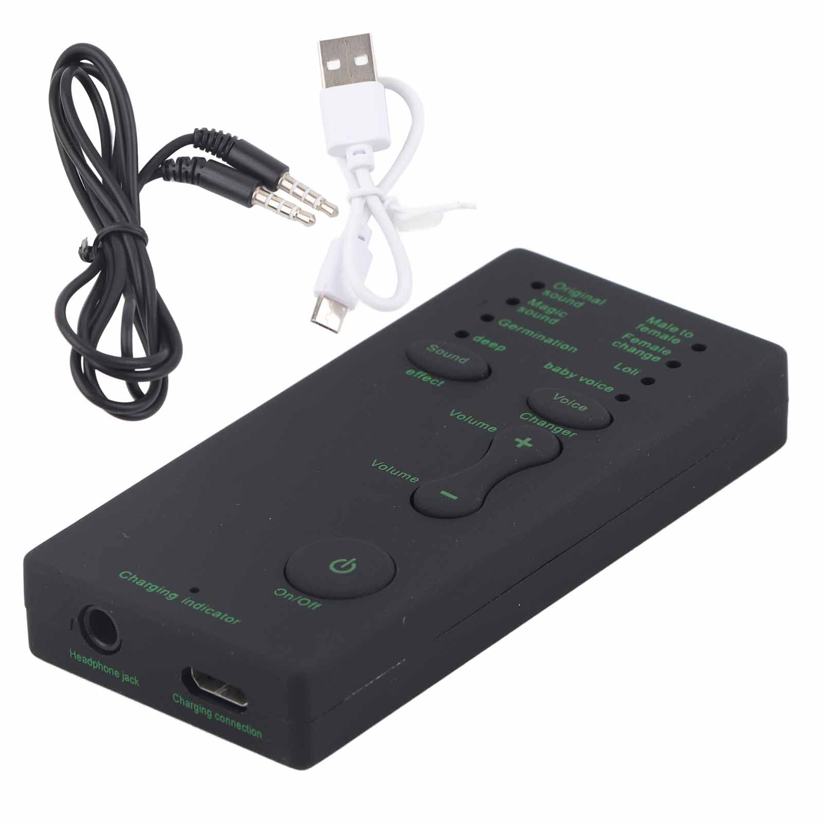Mini Voice Changer Device, Portable Sound Card Broadcast Device Suitable for Mobile Phone Computer Laptop - 3-4 Hours Full Charge