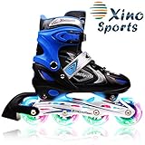 Adjustable Inline Skates for Kids, Featuring Illuminating Wheels, Awesome-looking, Safe and Durable Rollerblades, Latest Design, Perfect for Boys and Girls, 60-day Guarantee!