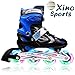 XINO SPORTS Adjustable Inline Skates for Girls - Illuminating LED Light- Up Wheels, Comfortable and Durable Design for Indoor and Outdoor Skating, Great for Beginners (Blue, Large 5-8)