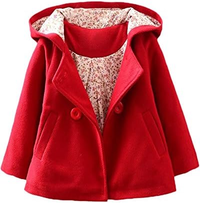 BINPAW BABY Baby Girls Hoodie Jacket Trench Coat Outerwear Red,Age 2-3 Years(2T-3T) = Tag 9