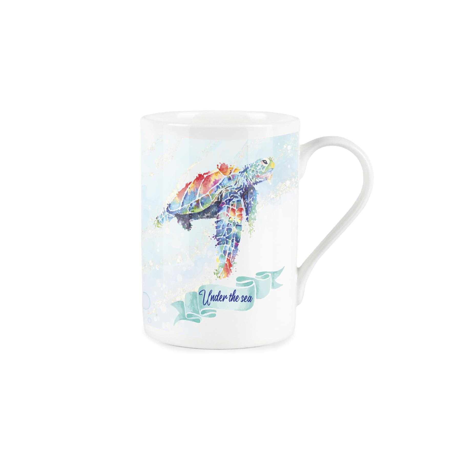 Under The Sea Turtle Mug - Bone China Style White Mug Coffee/Tea Present Gift
