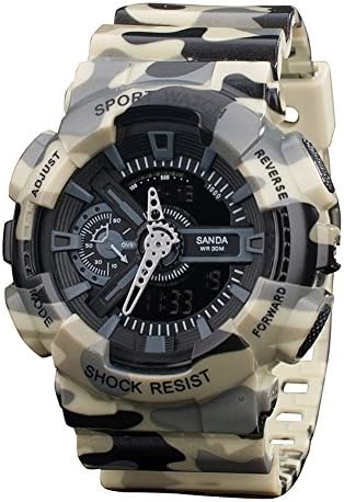 Boys Girls Teens Multifunction Camo Double Display Luminous Digital Military Shockproof Waterproof Outdoor Sports Watch