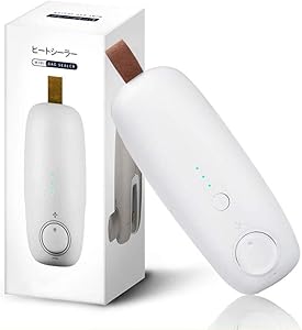 Mini Bag Heat Sealer 2 in 1 Portable Handheld Rechargeable Kitchen Vacuum Sealers Machine for Chip Bags, Plastic Food Storage Bags, Snack & Cereal Bags (White, 1300mAh)