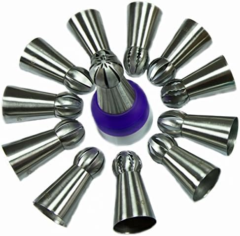 Russian Ball Tips Piping set - 14 pc Sphere Icing Nozzles for Buttercream Frosting and Icing - Great for Decorating Cakes Cupcakes and Fondant by BENTRIST