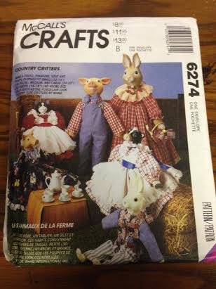 McCall's 6274 Sewing Pattern, Country Critters Animal Dolls' Clothing