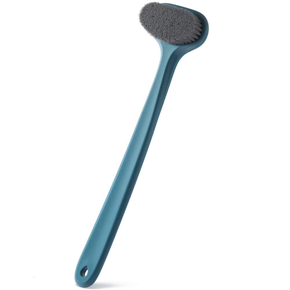 Bath Body Brush with Comfy Bristles Long Handle Gentle Exfoliation Improve Skin's Health and Beauty Bath Shower Wet or Dry Brushing Body Brush (Dark Blue) : Beauty