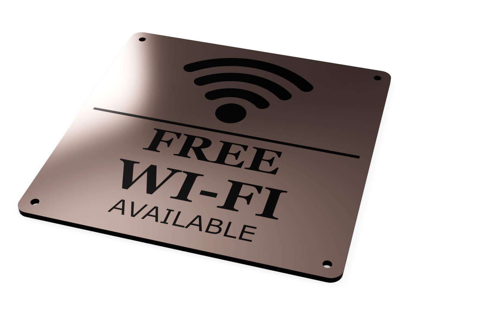 Free Wi-Fi Available Sign in A Choice of Colours, Large 145 mm Size. Indoor and Outdoor Use Tough and Durable 3 mm UV Resistant Acrylic (Copper)