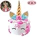 Unicorn Cake Topper with Eyelashes | Unicorn Horn Headband | Unicorn Party Supplies | Wear as a Head Band or Use as a Unicorn Decoration for a Cake by Comkite