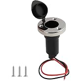 EBQOSK Stainless Steel Boat Stern Light Base with 2-Pin Socket - Universal Plug-in Pole Base for Navigation and All-Round Stern Lights, 0.75" Diameter Compatibility
