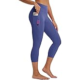 baleaf Women's Capri Leggings with 3 Pockets Tummy Control 21" Inseam Workout Capris Yoga Pants