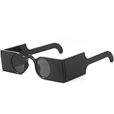 LJCZKA Retro Punk Sunglasses for Men Women Trendy Vintage Side Shield Unique Small Rectangle Hip Hop Sun Glasses