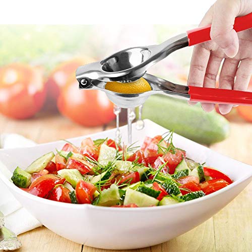PetOde Lemon Squeezer, Premium Quality Stainless Steel Press Lemon Lime Squeezer Citrus Manual Juicer- Red