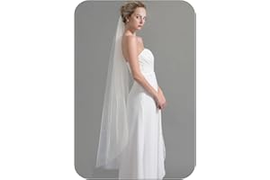 Latious 1 Tier Bride Wedding Veils Fingertip Bridal Veil Tulle Veils with Comb for Brides and Women