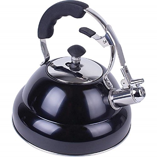 2.6 Stainless Steel Kettle Tea Black Gloss 2 Copper Color Coffee Pot Capsule with Copper Capsule Bottom MyEasyShopping