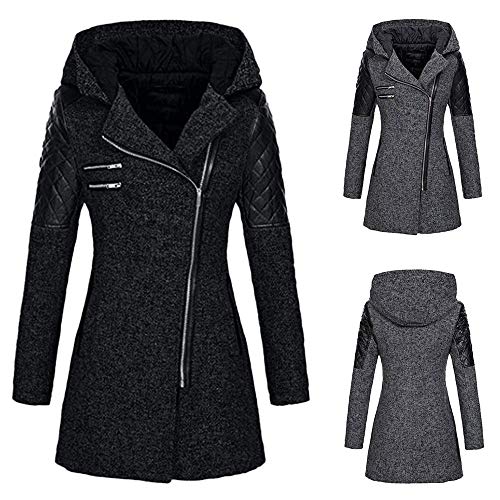 Sunward Women's Winter Warm Slim Zipper Hooded Coat Jacket Thick Parka Overcoat Outwear Hooded Coats (M, Black)
