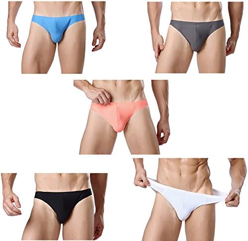 Men Briefs Breathable Ice Silk Triangle Bikinis and Briefs (XXXL, 5-pack)
