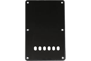 Musiclily 6 Hole Guitar Back Plate for China Made Squier, 1Ply Black