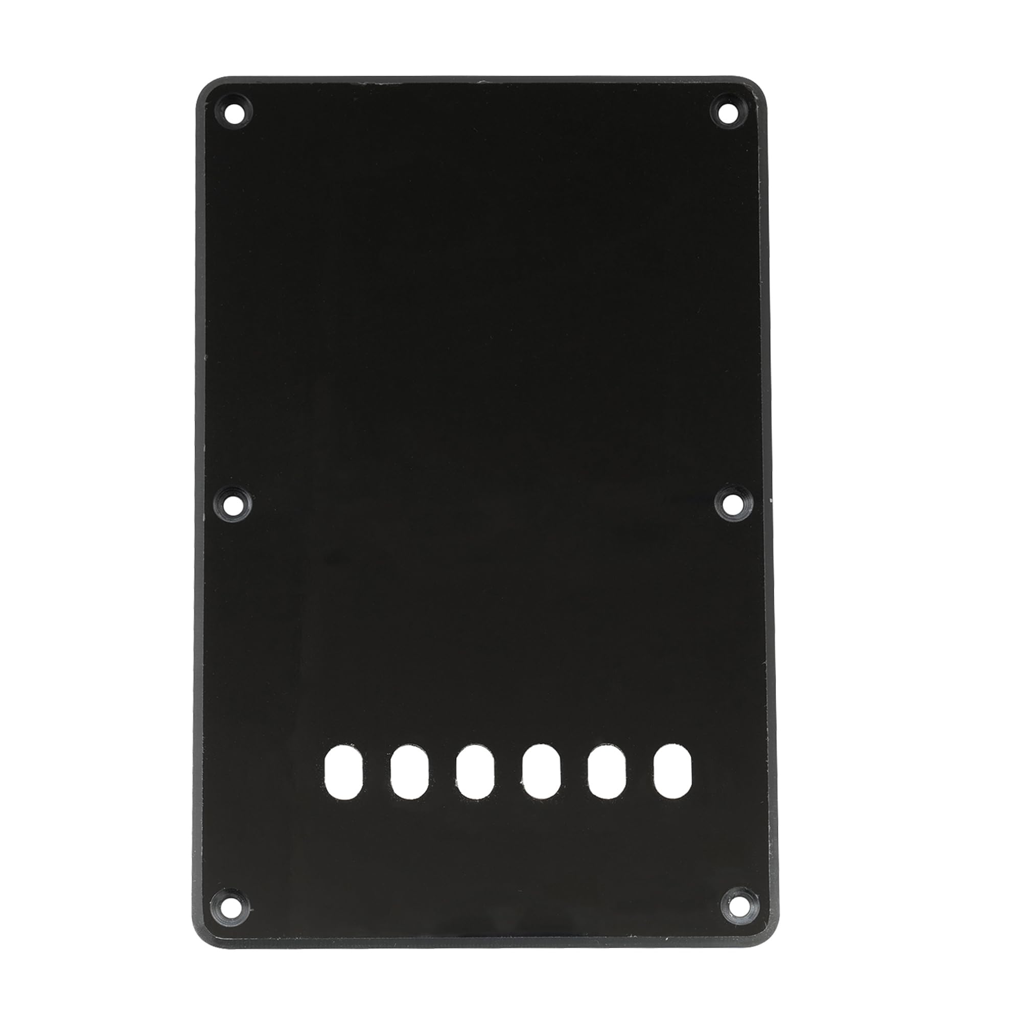 Musiclily 6 Hole ST Back Plate Tremolo Cavity Cover for China Squier Electric Guitar, 1Ply Black