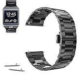 22mm Stainless Steel Butterfly Buckle Watch Band For Samsung Gear 2, Gear Neo, Gear Live (YESOO Retail Packaging - 180 Days Warranty) (Black)