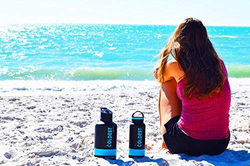 Coldest Insulated Water Bottle with Handle Lid | Leak Proof, Insulated Modern Stainless Steel, Triple Walled, Sport Bottles, Metal Flask | 32oz