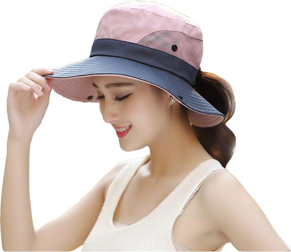 HYCLES Lady Sun Bucket Hat - Women Cap for Beach Fishing Fashion Foldable Packable Portable Cap Sun Protection Wide Brim UPS50+