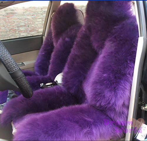 IMQOQ A Pair Genuine Sheepskin Car 2 Front Seat Covers Winter Warm Universal Purple