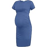 Smallshow Women's Short Sleeve Maternity Dress Ruched Pregnancy Clothes