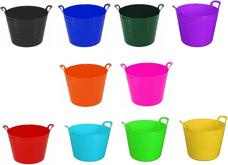 JMS 3 x Flexi Tub Garden Home 26L 42L 75L Colourful Plastic Buckets UK Made