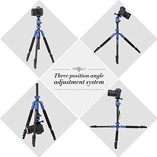 Zomei Camera Aluminium Tripod 63 Inch with Ball Head Quick Release Plate DSLR Travel Tripod for Canon Nikon DSLR DV Scope camcorders and Projector(Blue) - Thumbnail 6