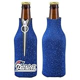 NFL 2012 Football Team Logo Womens Ladies Glitter Beer Bottle Holder Koozie Cooler - All 32 Teams Avaialble! (New England Patriots)