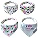 Baby Bandana Drool Bibs - Best Teething Bib, Premium Soft Cotton and Absorbent Terry, Adjustable in Size with 2 Snaps, Stylish & Cute - For Girls - Set of 4