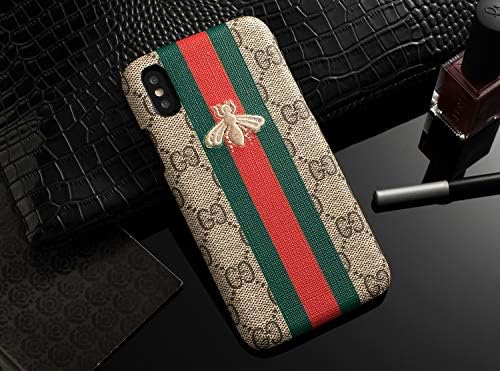 Luxury Elegant PU Leather Monogram Classic Style Case Cover Designed for Apple iPhone X, iPhone Xs 5.8" Bee Case