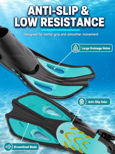 Pinne Snorkeling Pinne Nuoto Piscina per 32-36 | 37-41 | 42-47 | Leggere e Confortevoli | Design Morbido | Regolazione Tallone Aperto | Unisex | Per Uso Acquatico Piscina Mare