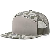 Richardson 168 Hi-Pro 7 Panel Flat Bill Adjustable Snapback Trucker Mesh Back Cap | OSFM | Bulk Pack Available