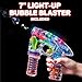ArtCreativity Bubble Blasters Shooter Guns Pack of 2, Includes 1 Dinosaur Shooter Gun with Exciting Sound Effects and 1 Transparent LED Gun. Battery Operated - for Age 5+ - Best Gift for Kids