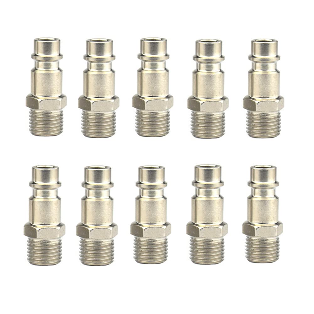 Luoyuanjia 10 PCS Air Connectors - Durable Air Line Couplers Male Thread Quick Release Plugs 1/4" BSP Hose Fittings