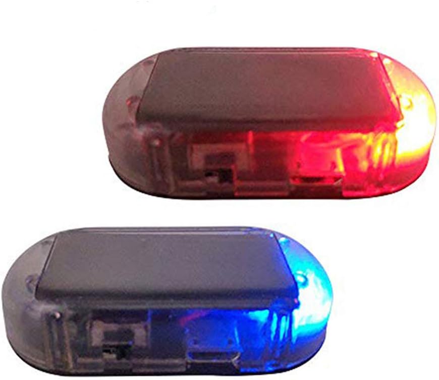 EBILUN 2pcsCar Alarm LED LightSolar Security Warning Dummy System