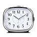 Non Ticking Desk Alarm Clock, BonyTek Analog Quartz Alarm Clock with Analog Mechanical Bell Alarm Chord Music Alarm Snooze Silent Nightlight, Battery Powered (White)