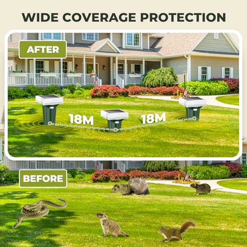 Anti-Mole, 3 Vibration Modes Mole Repellent with LED Light, Solar Mole and Waterproof, Repels Mole Snake and Other Rodents in Garden, Yard and Lawn (4 Pieces)