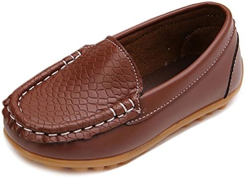 Loafers Water Resistent Slip On Split Leather Boys&amp;Girls Oxfords-Deck Shoes/Sneakers brown 33 ¡­