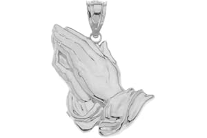 RELIGIOUS JEWELRY BY FDJ Religious Jewelry .925 Sterling Silver Praying Hands 1” Pendant - Choose Pendant Only or Necklace w/ 16”-22” Chain