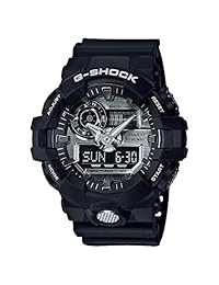 Casio GA700 GA710-1A, reloj G-Shock de hombre, negro y plateado de goma