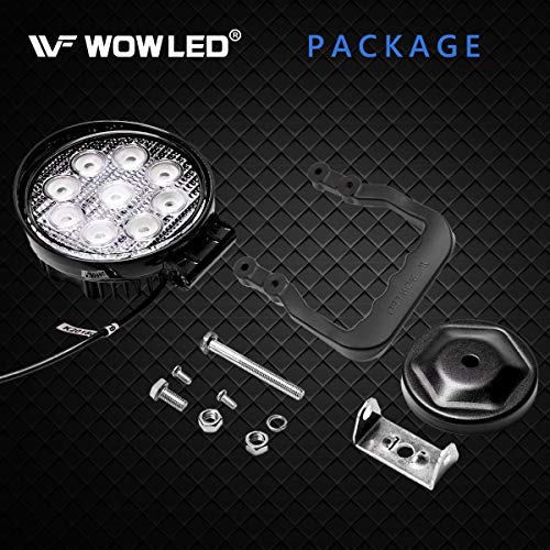 WF Magnet Light Bar, Magnetic Base, Cigarette Lighter Powered, Portable LED Flood Light Work Lamp for Car Off-road SUV Trailer Tractor Truck Engineering Maintenance Garage Camping (27W Round)