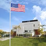 VINGLI Upgraded Sectional 25FT Flag Pole,w/ 3'x5' Free US Flag Golden Ball Top Kit Halyard Rope PVC Sleeve,27~33mph Flagpole for Residential Garden Outdoors D&eacute;cor
