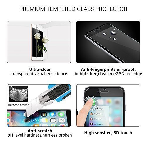image for [3 Pack] iPhone8/7/6S and iPhone6 Glass Screen Protector Eastoan Tempe